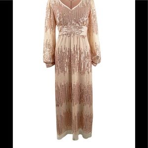 R&M Richards Women's Balloon-
Sleeve Gown Rose Gold Size 4P